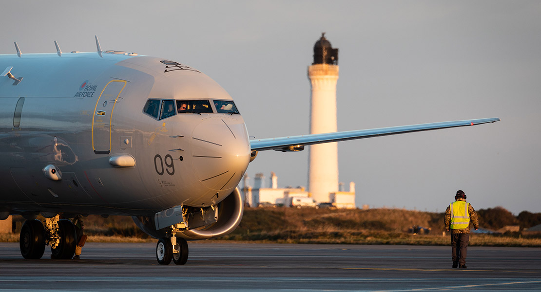 P8 arriving at RAF Lossiemouth